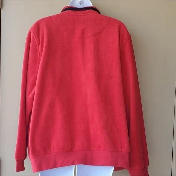 Vintage 1990s Grandma Core Red Checkered 1/4 Zip floral Fleece Pullover - Picture 6 of 10